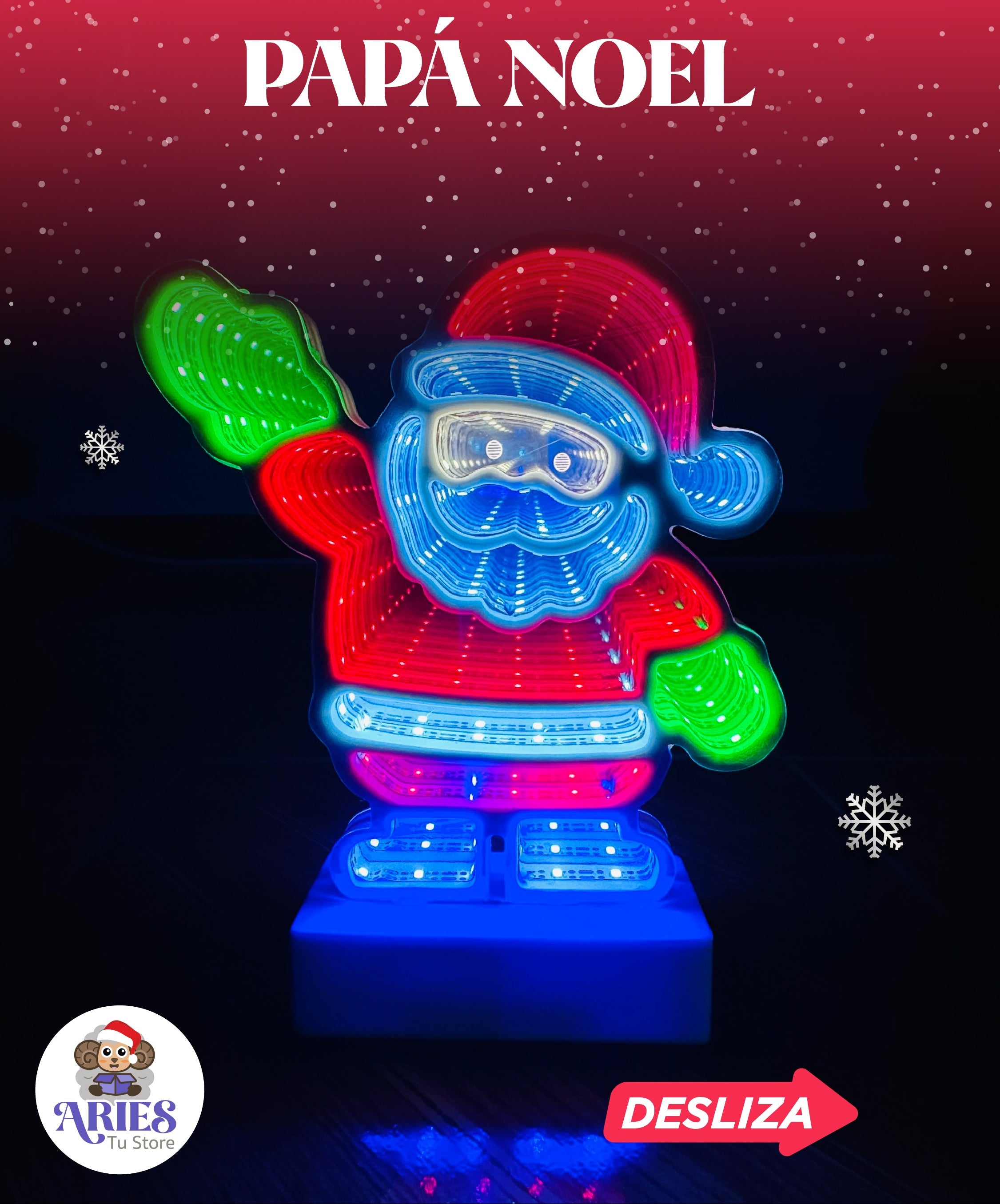 ✨FIGURAS LED 3D NAVIDEÑAS -  Espejo infinito🎅