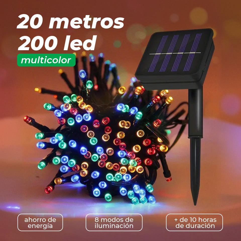 Luces Navideñas con Panel Solar